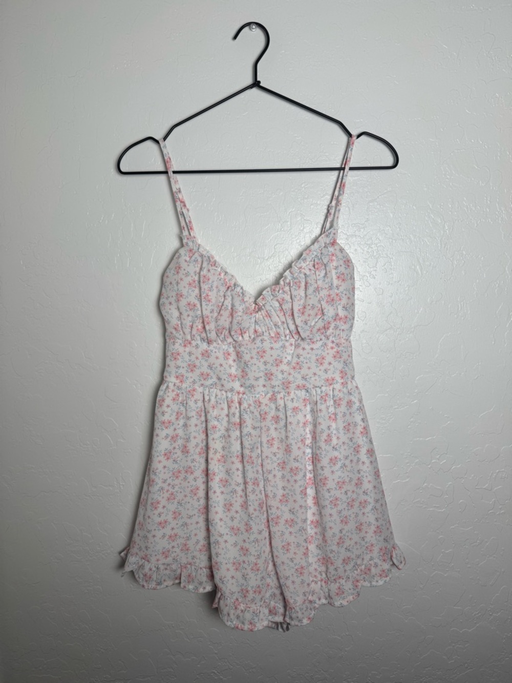Altar’d State Pink / White / Green Floral Romper